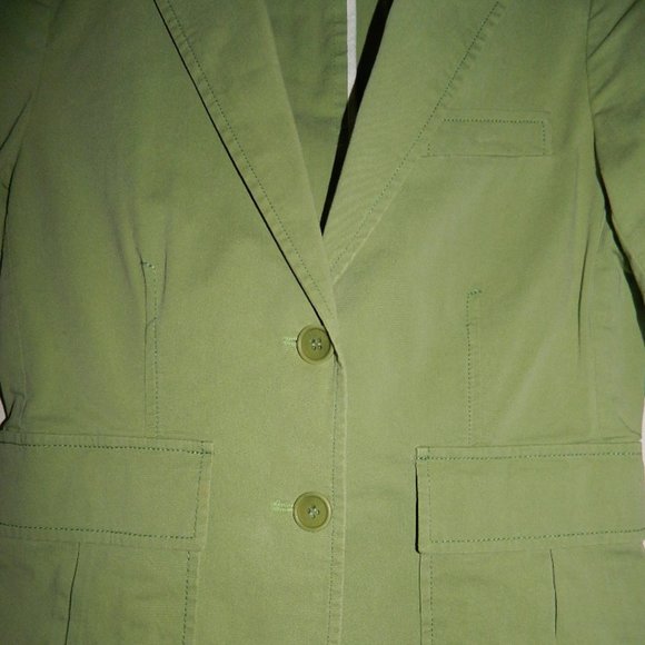Theory Apple Green Cotton Classic Everyday Unlined Jacket/Blazer Size 0 - Picture 4 of 15